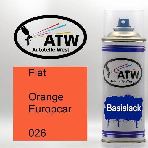 Fiat, Orange Europcar, 026: 400ml Sprühdose, von ATW Autoteile West.